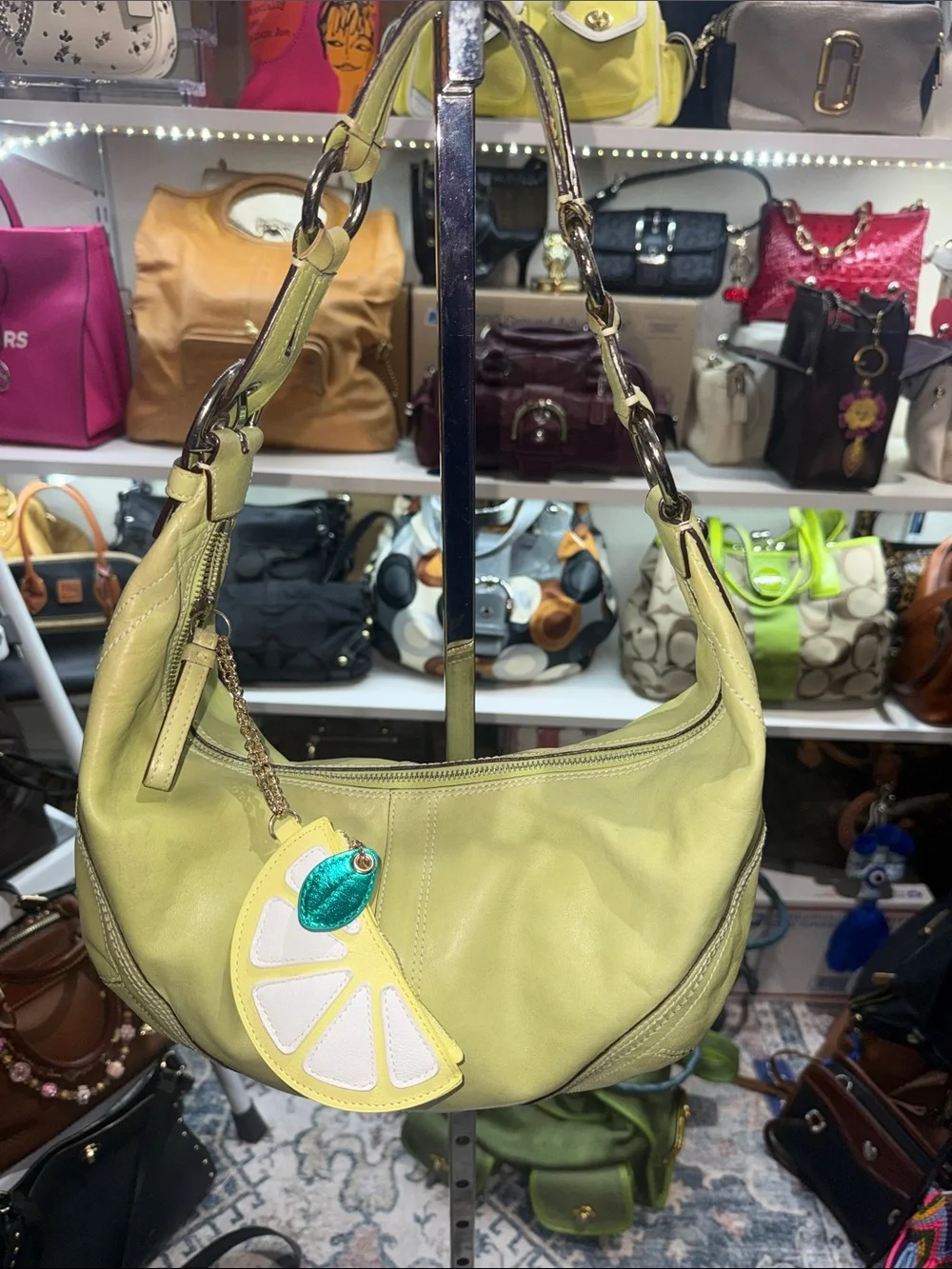 Coach Vintage Soho Light Green Hobo Bag with Lemon Charm - Women's Shoulder Bag